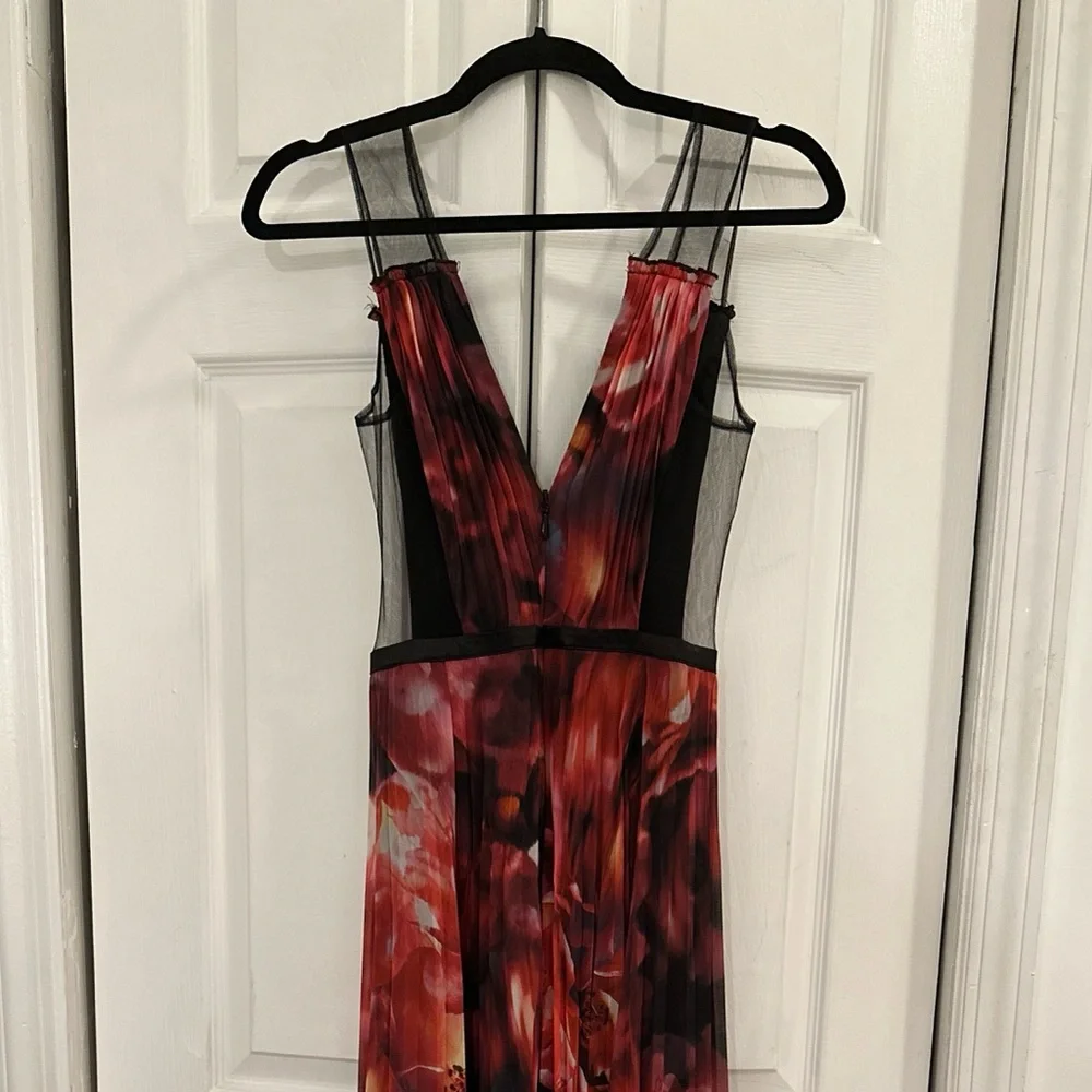 Bebe Red and Black Floral Maxi Gown - Picture 2 of 7